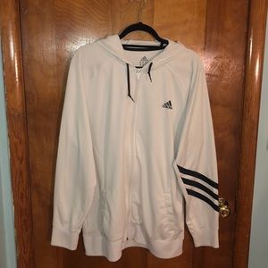 Oversize XL Adidas White Zip Up Hoodie